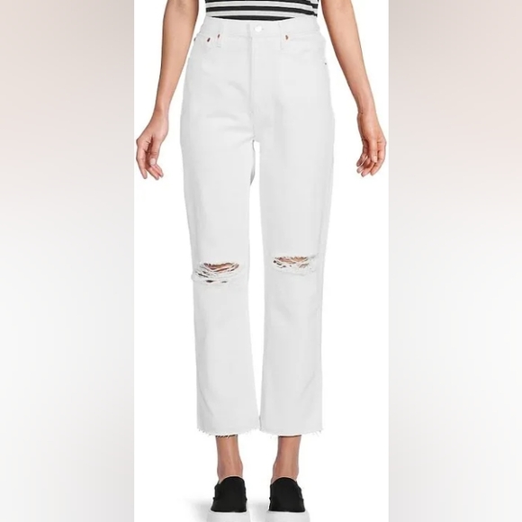 NWT Women's White Re/done High Rise Stove Pipe Jeans 24 (US 0) - Picture 1 of 16